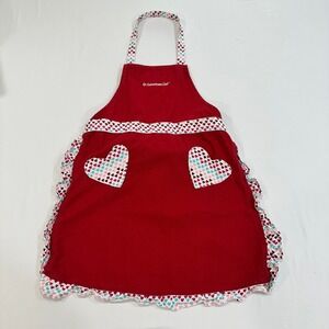 American Girl Williams Sonoma Kids Apron Red Heart Ruffle Pockets | Cottagecore